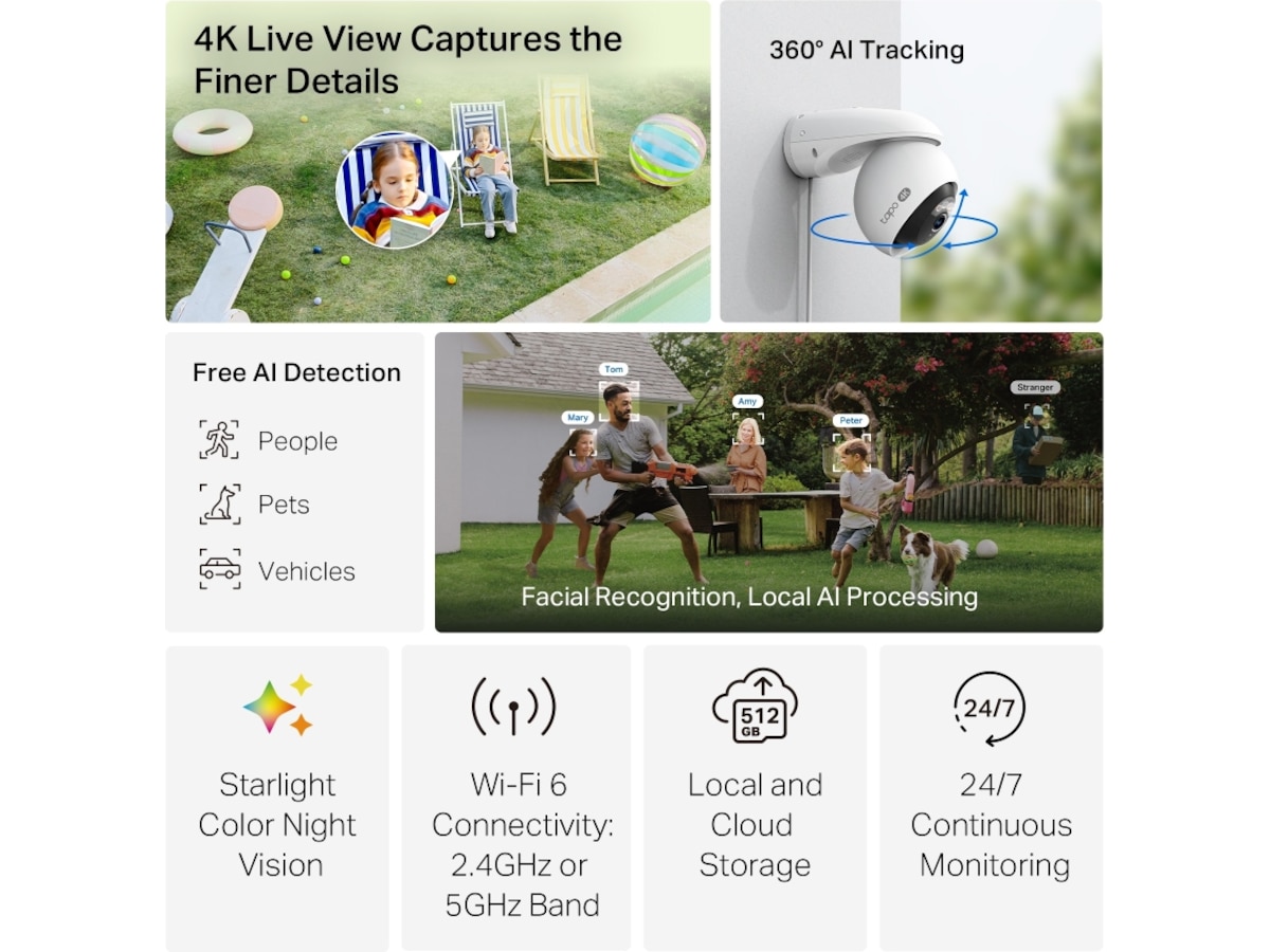 TP-Link Tapo C560WS 4K utendørs overvåkningskamera Overvåkningskameraer