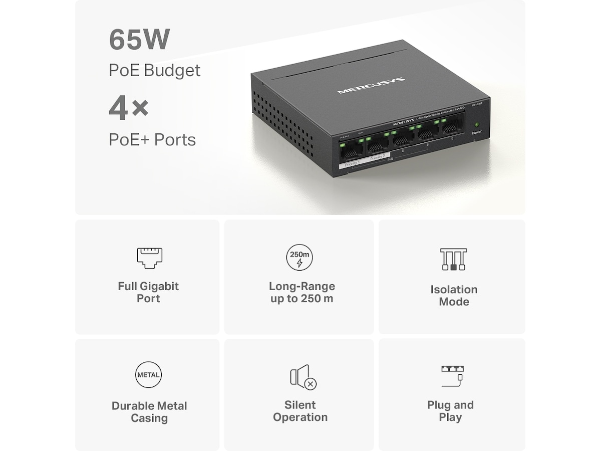 Mercusys  MS105GP 5-Port Gigabit Switch Switch