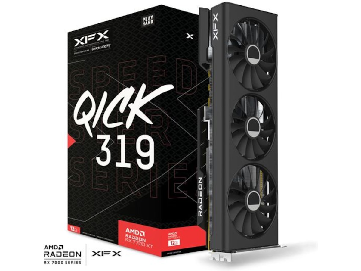 XFX Speedster QICK 319 Radeon RX 7700 XT Black Skjermkort