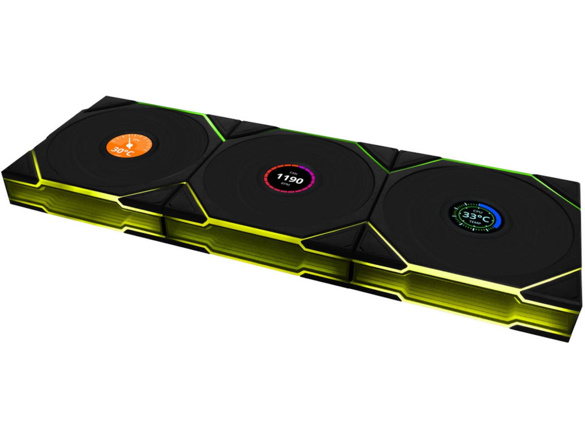 Lian Li UNI FAN TL Wireless LCD Reverse 3pk (sort) Vifter