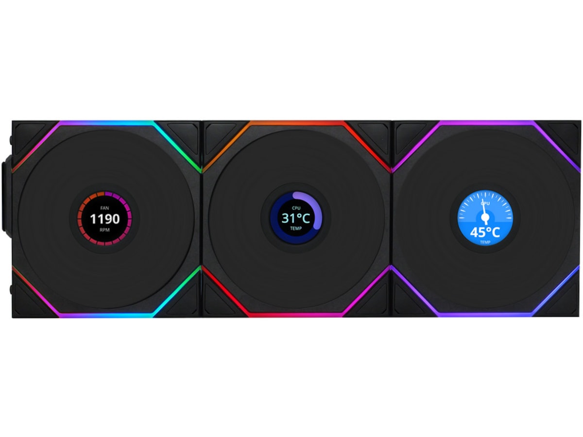 Lian Li UNI FAN TL Wireless LCD Reverse 3pk (sort) Vifter