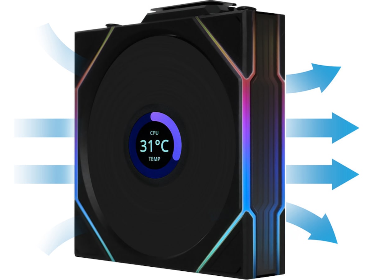 Lian Li UNI FAN TL Wireless LCD Reverse 3pk (sort) Vifter