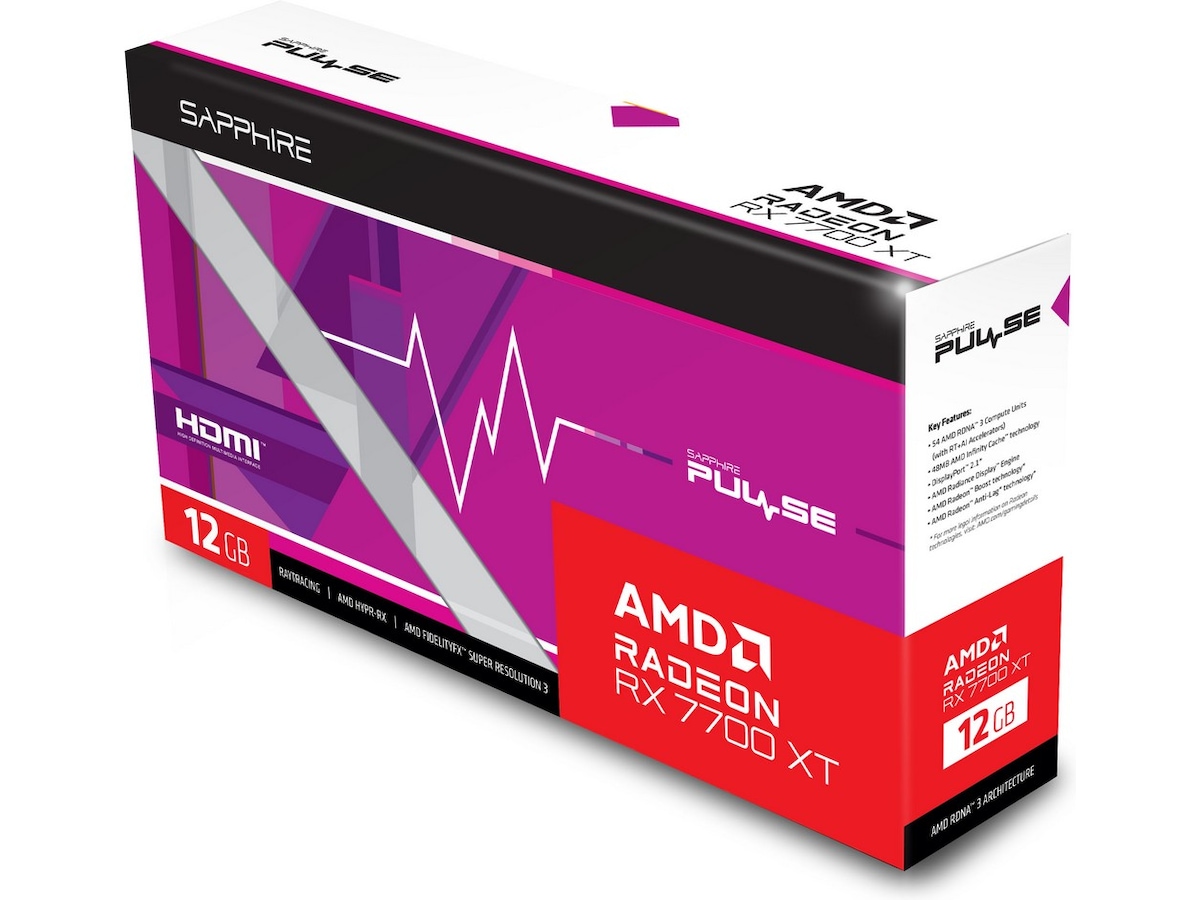Sapphire PULSE AMD Radeon RX 7700 XT -B-Grade Demo skjermkort