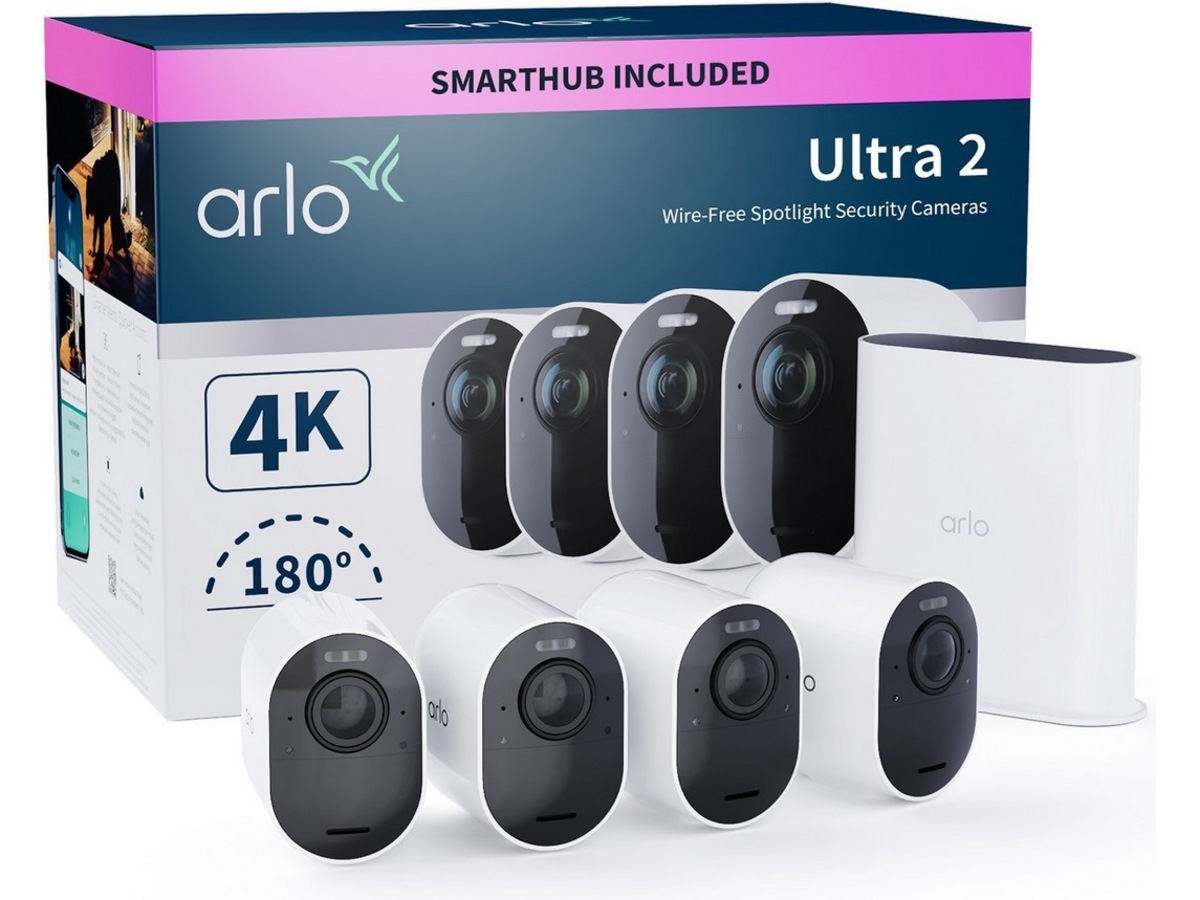 Arlo Ultra 2 utendørs overvåkningskamera 4pk (hvit) -B-Grade Demo hjem & fritid