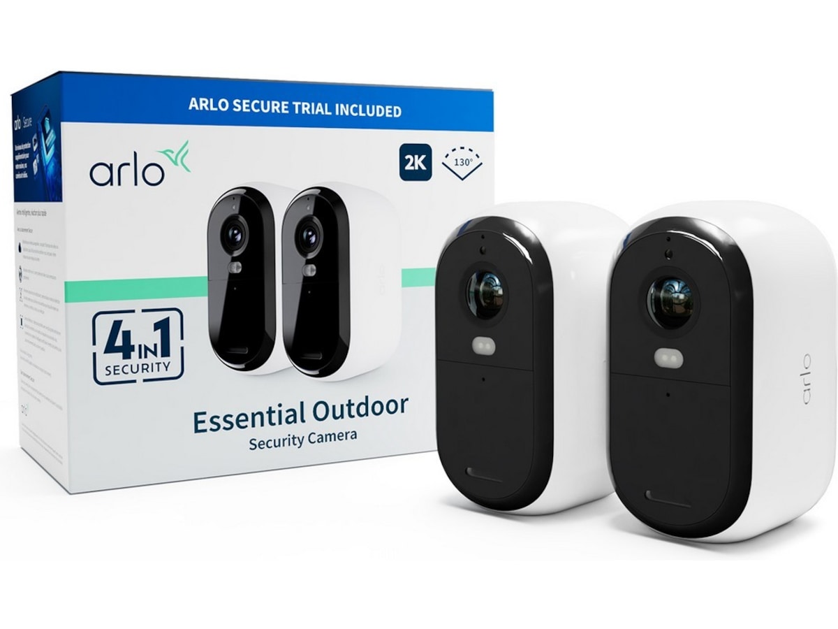 Arlo Essential 2 XL 2K Outdoor overvåkningskamera (hvit) 2pk -B-Grade Demo hjem & fritid