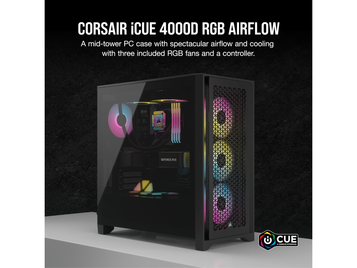 Corsair iCUE 4000D RGB Airflow Mid-Tower (sort) Midi tower