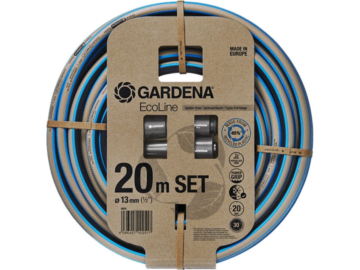 Gardena Hageslange EcoLine 1/2" 20m - med strålerør og krankoblinger Hageslanger