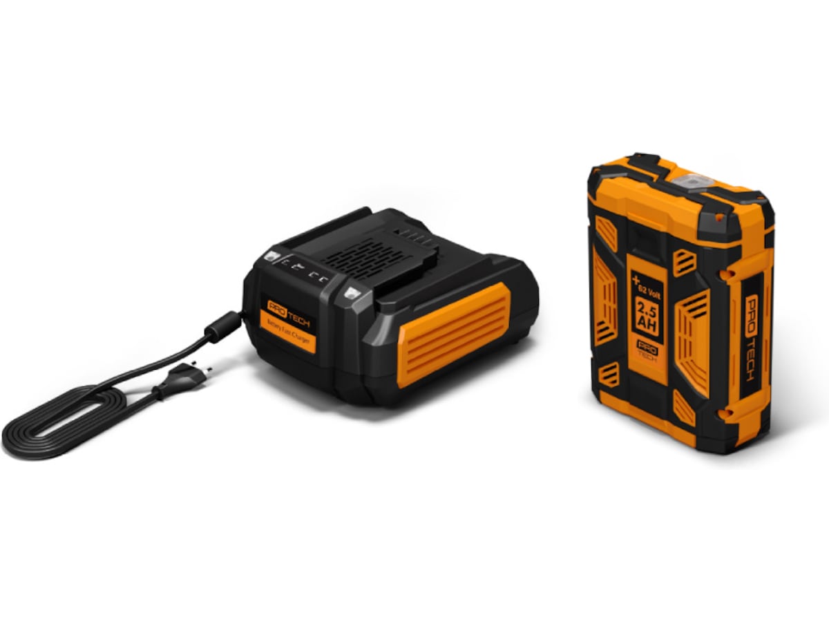 Protech +62 Volt 2.5 Ah batteri + hurtiglader Batterier til håndholdte hagemaskiner
