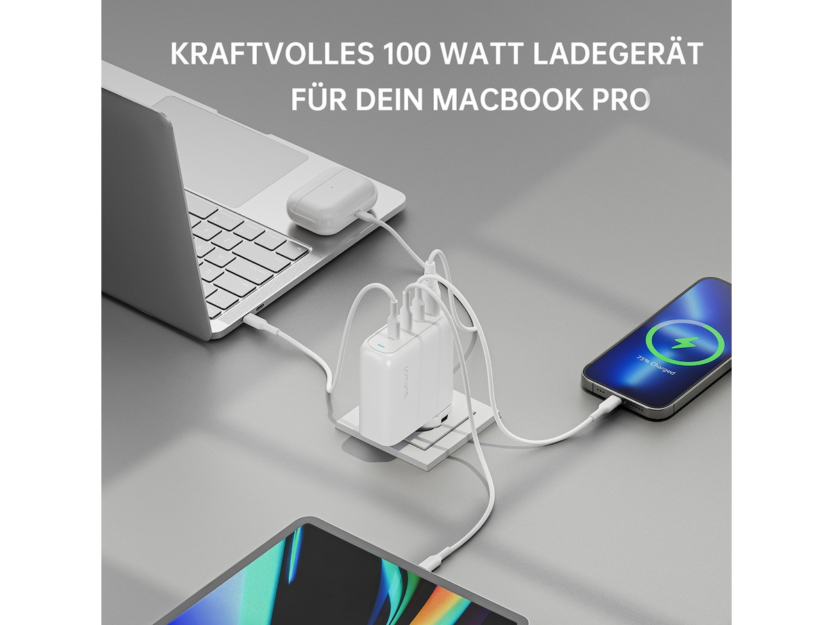 4smarts GaN Flex Pro 100W Vegglader (hvit) Mobilladere