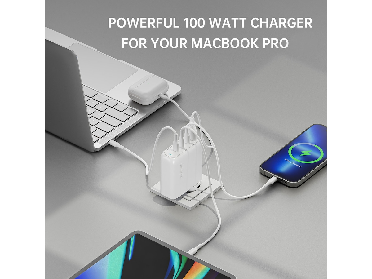 4smarts GaN Flex Pro 100W Vegglader (hvit) Mobilladere