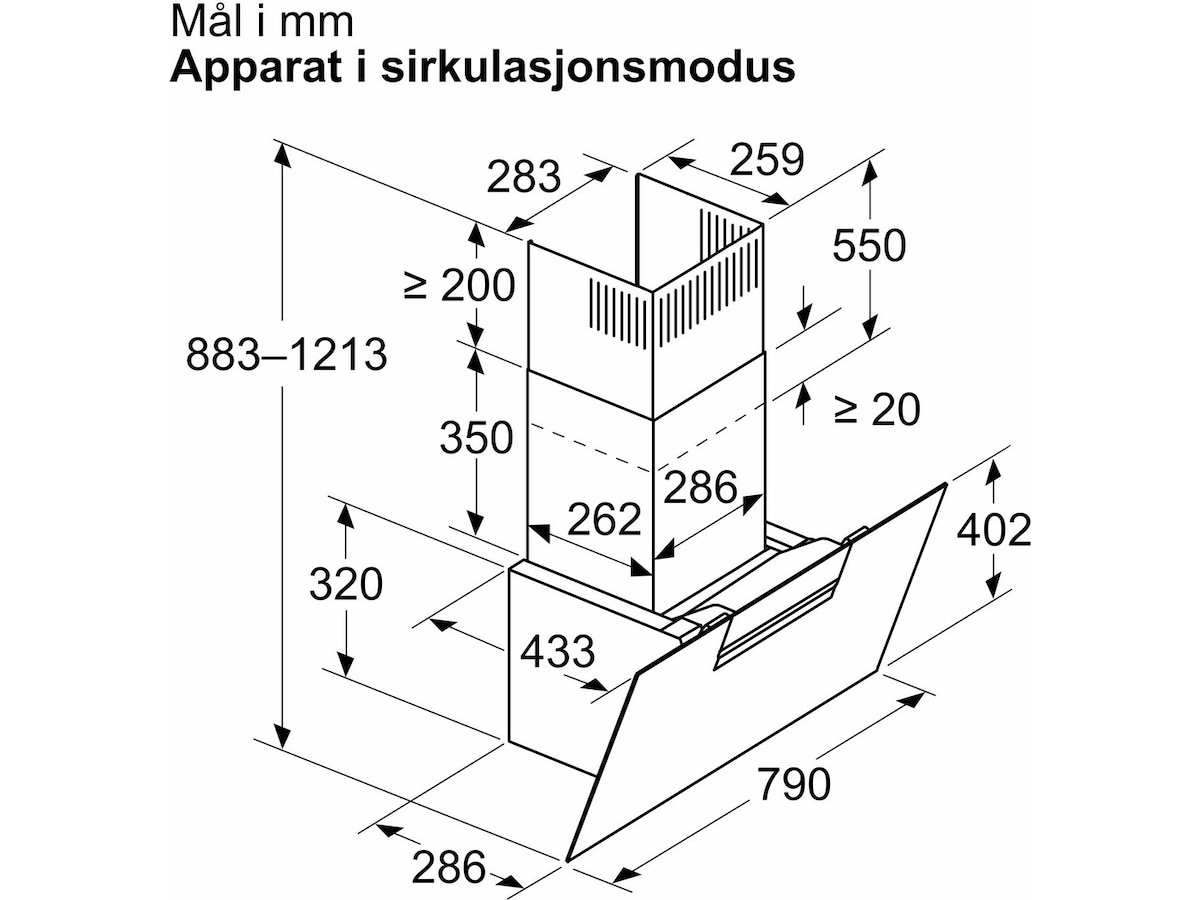 Siemens iQ300 LC87KFN60 Ventilator (sort) Veggmontert Kjøkkenvifte