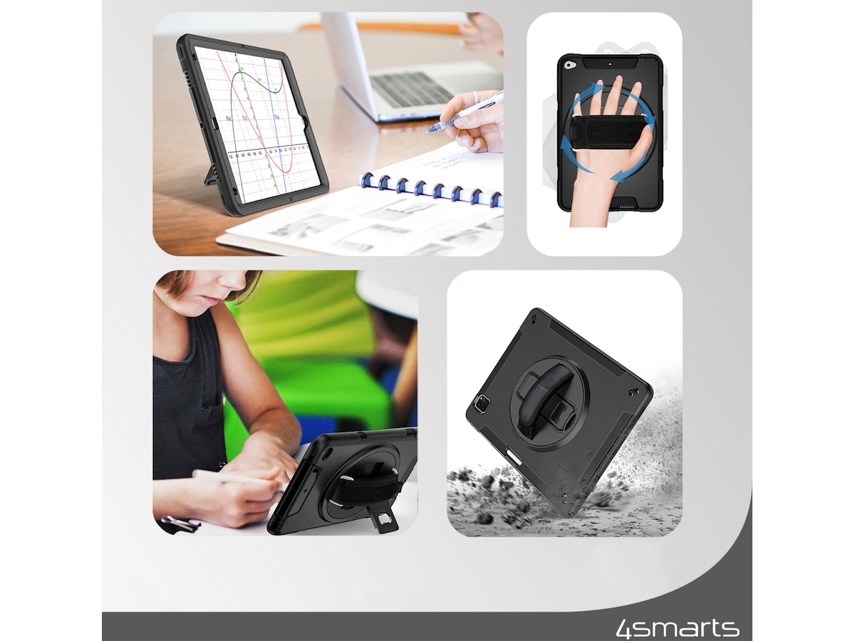 4smarts Galaxy Tab A9+ Rugged Case Grip deksel (sort) Deksel til nettbrett