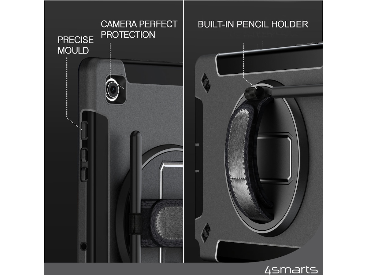 4smarts Galaxy Tab A9+ Rugged Case Grip deksel (sort) Deksel til nettbrett