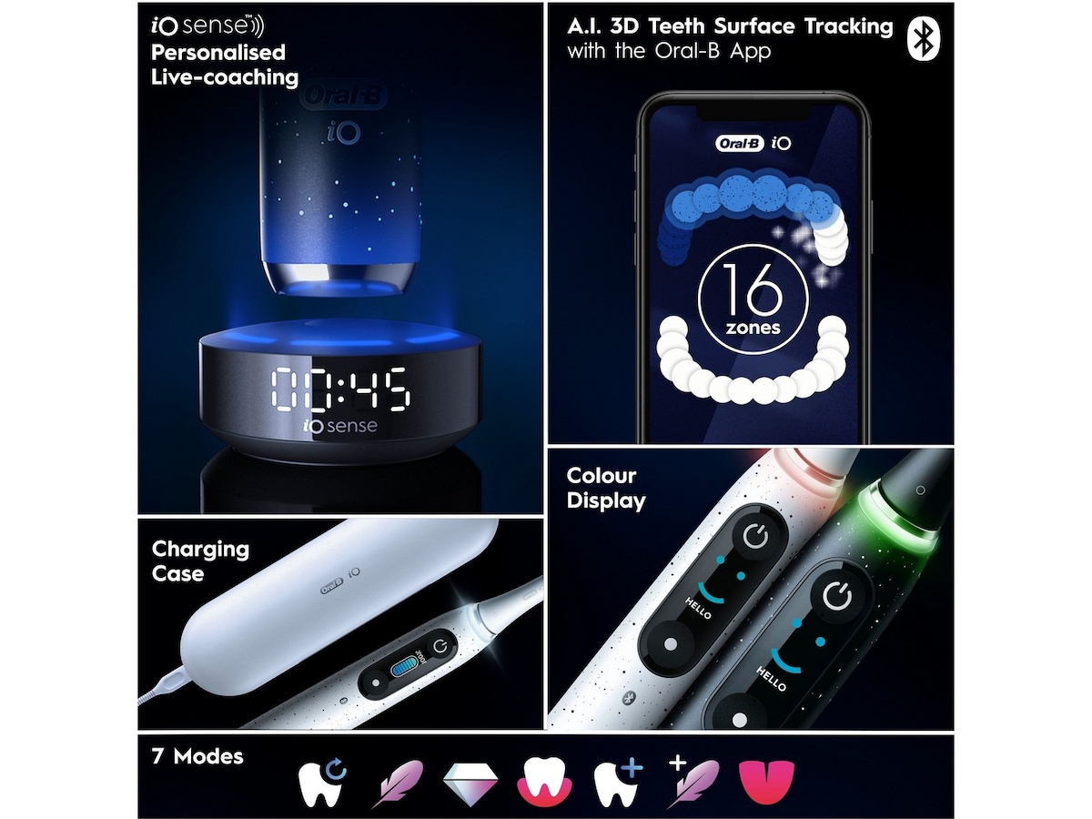 Oral-B iO 10 Elektrisk Tannbørste (stardust hvit) Elektriske tannbørster