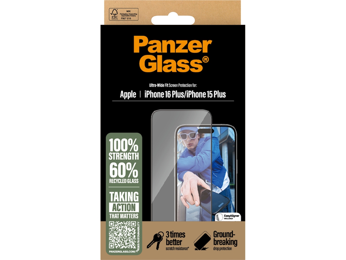 PanzerGlass iPhone 16 Plus | 15 Plus skjermbeskytter Skjermbeskytter