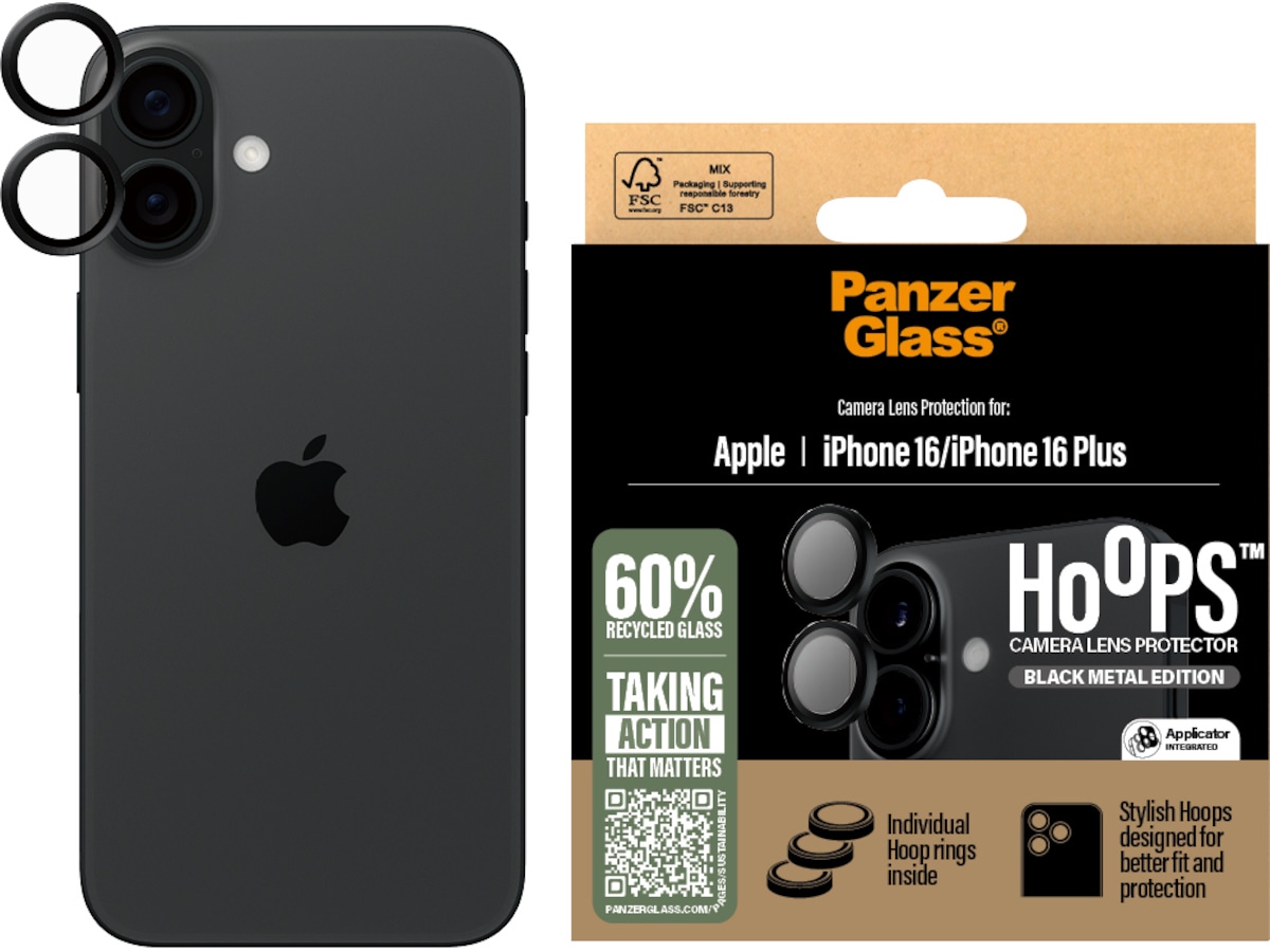 PanzerGlass iPhone 16 / 16 Plus Hoops Linsebeskytter Skjermbeskytter