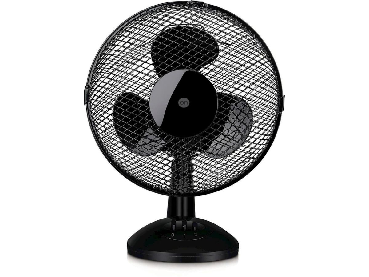 ON Table Fan 10 bordvifte 27cm 2 hastigheter oscillerende metallnett svart kompakt skrivebord