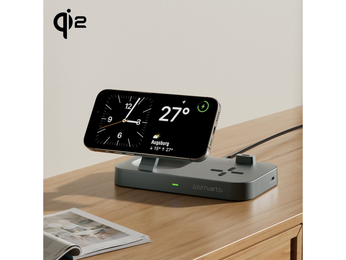 4smarts Qi2 Charging Station Trident (sort) Mobilladere