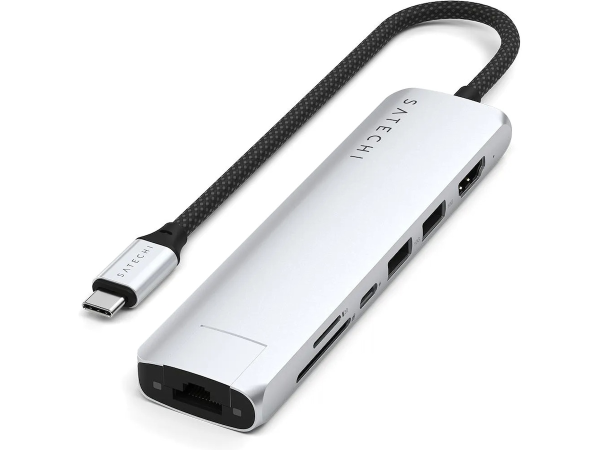 Satechi 7-i-1 Slim Multiport docking (sølv) Dockingstasjon & USB-HUB
