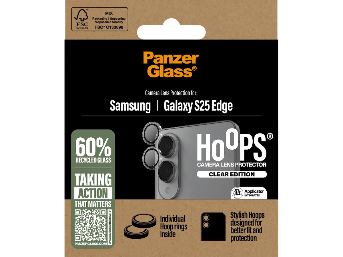 PanzerGlass Galaxy S25 Edge Hoops Linsebeskytter (gjennomsiktig) Skjermbeskytter