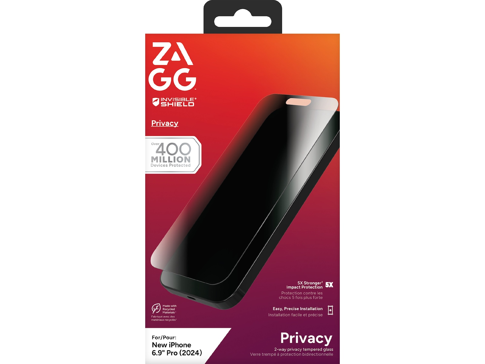 InvisibleShield Glass Elite iPhone 16 Pro Max Privacy Skjermbeskytter Skjermbeskytter