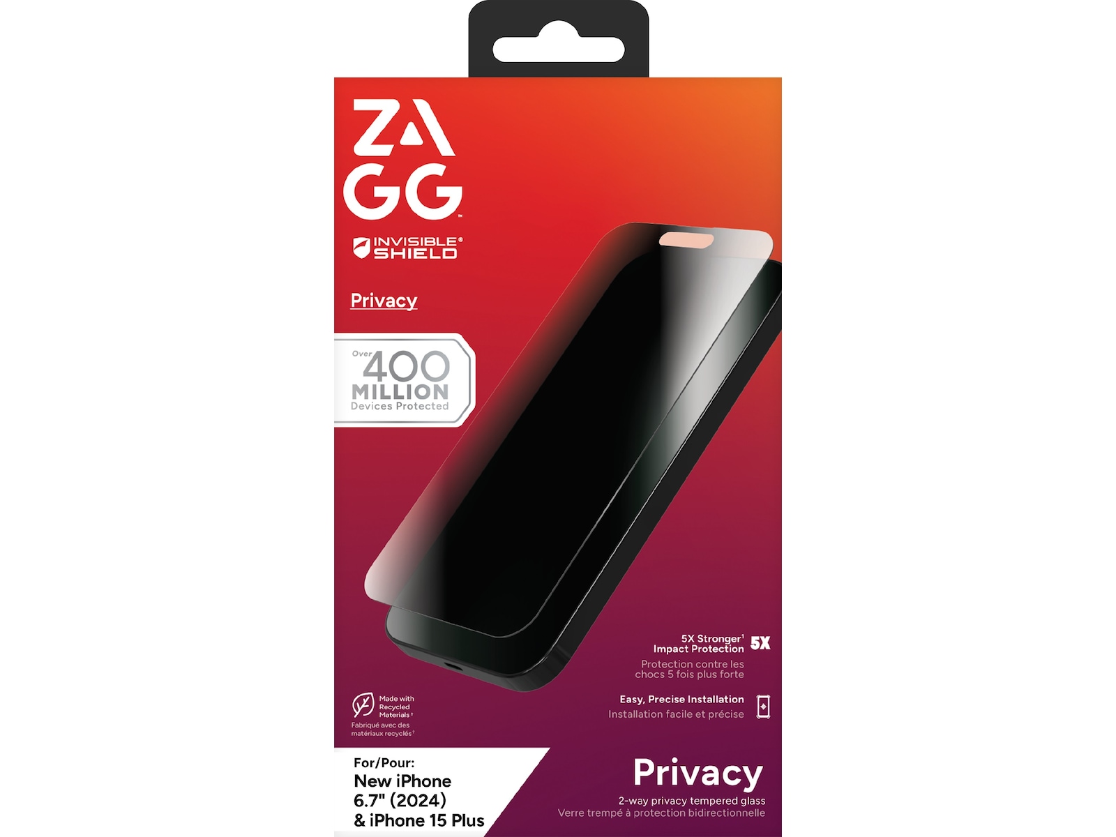 InvisibleShield Glass Elite iPhone 16 Plus/15 Plus Privacy Skjermbeskytter Skjermbeskytter