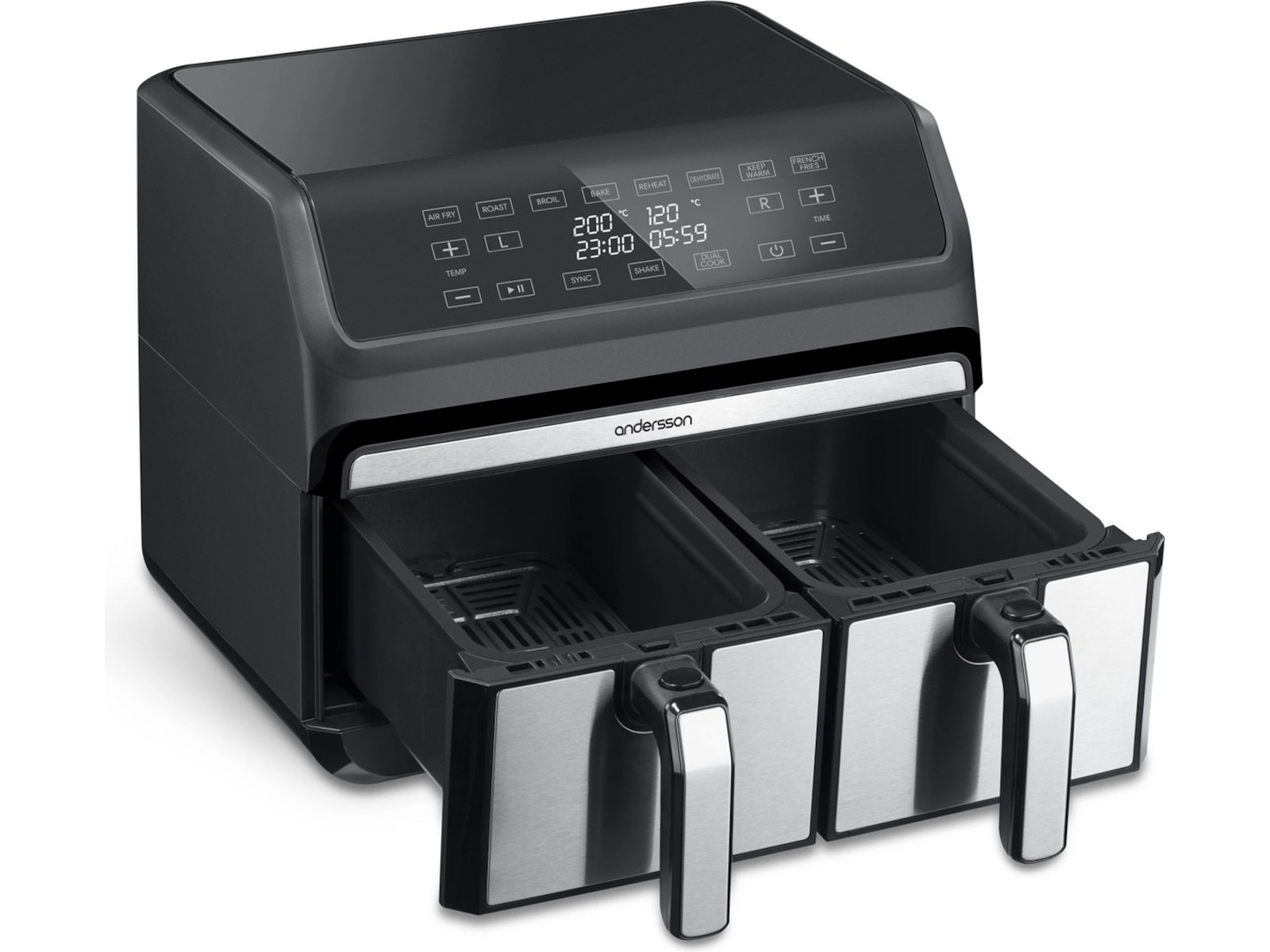 Andersson AFR 2.5 airfryer med 2 kurver (sort) -B-Grade Demo hjem & fritid