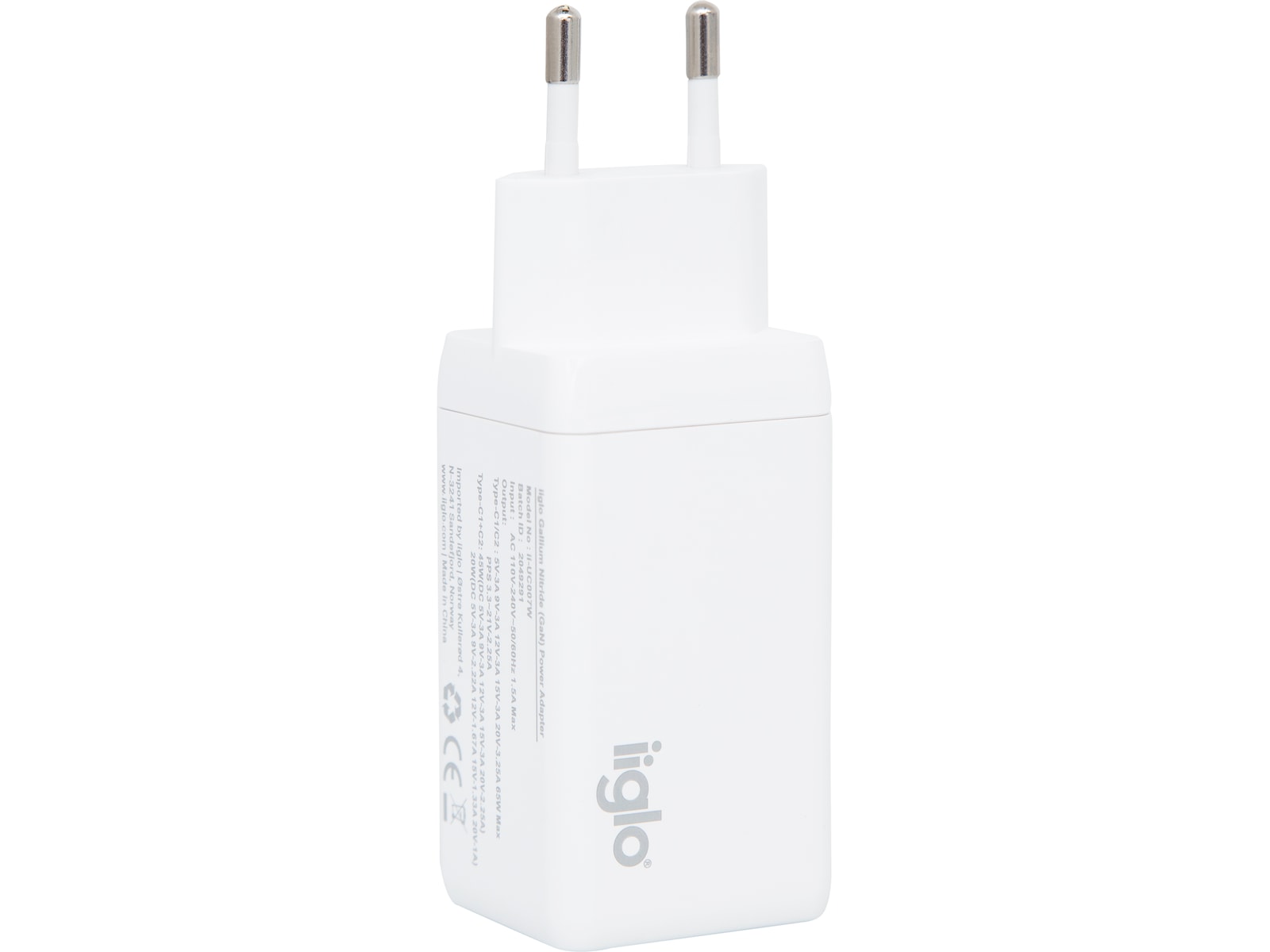 iiglo 65W Vegglader (hvit) Mobilladere