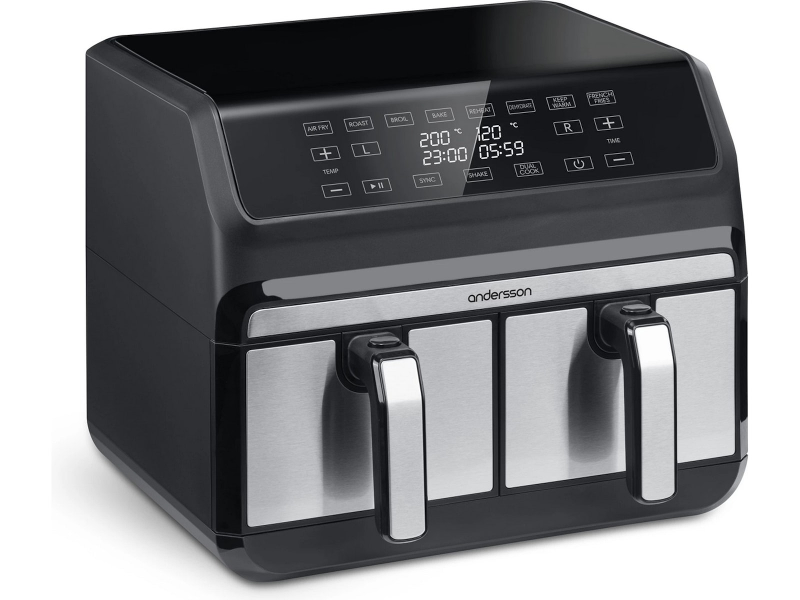 Andersson AFR 2.5 airfryer med 2 kurver (sort) -B-Grade Demo hjem & fritid