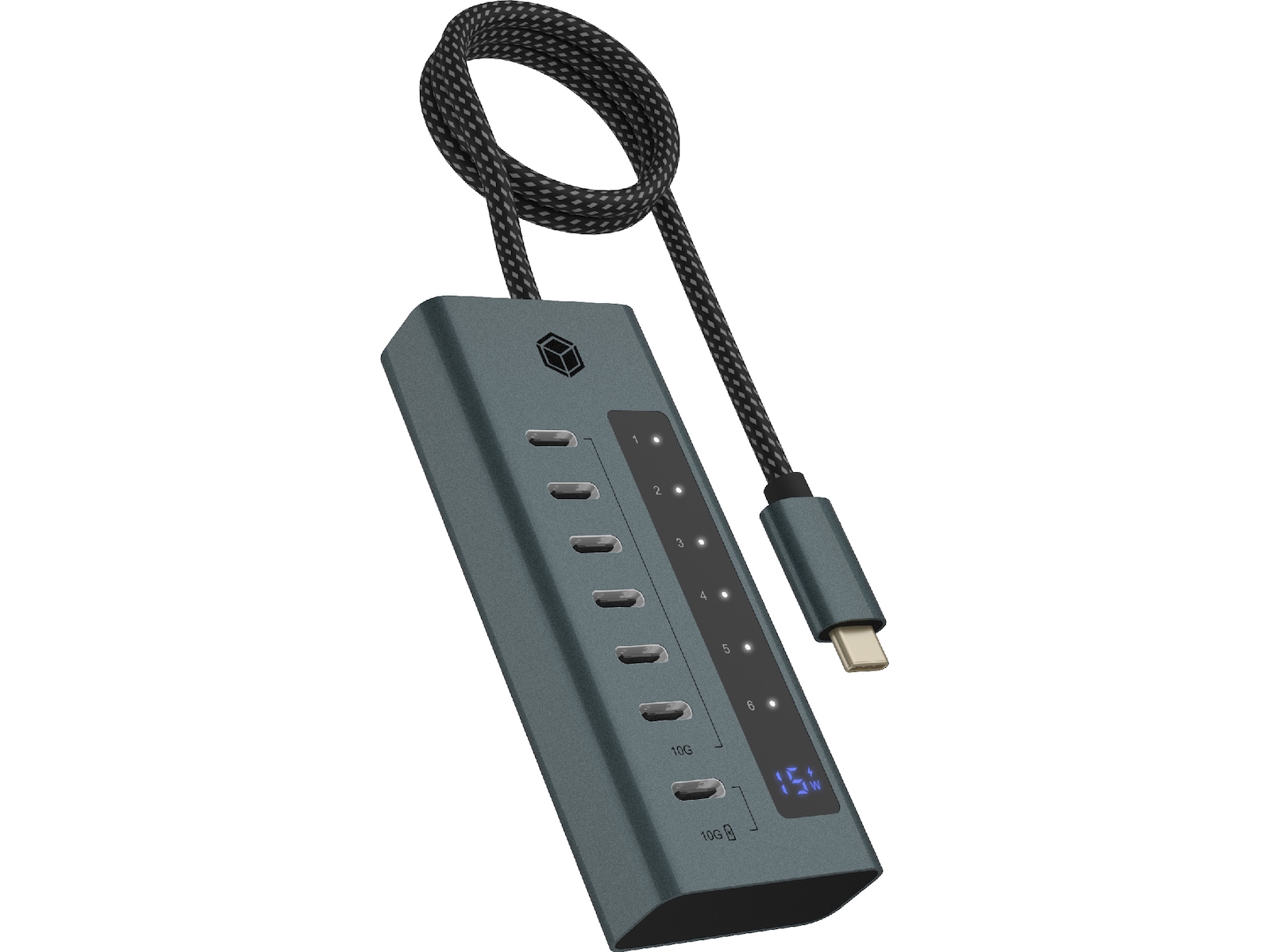 ICY BOX 7 Port USB-C Hub (blå/grå) Dockingstasjon & USB-HUB