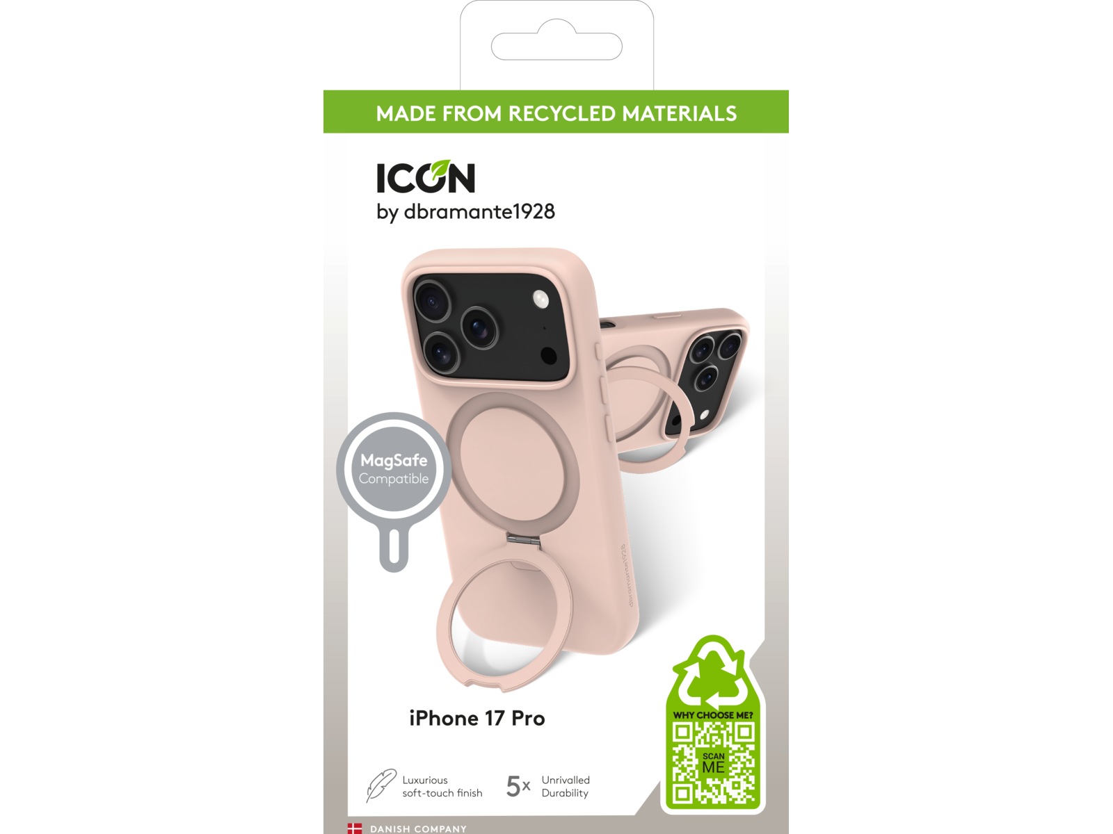 dbramante1928 iPhone 17 Pro Roskilde skinndeksel (pink sand) Mobildeksel