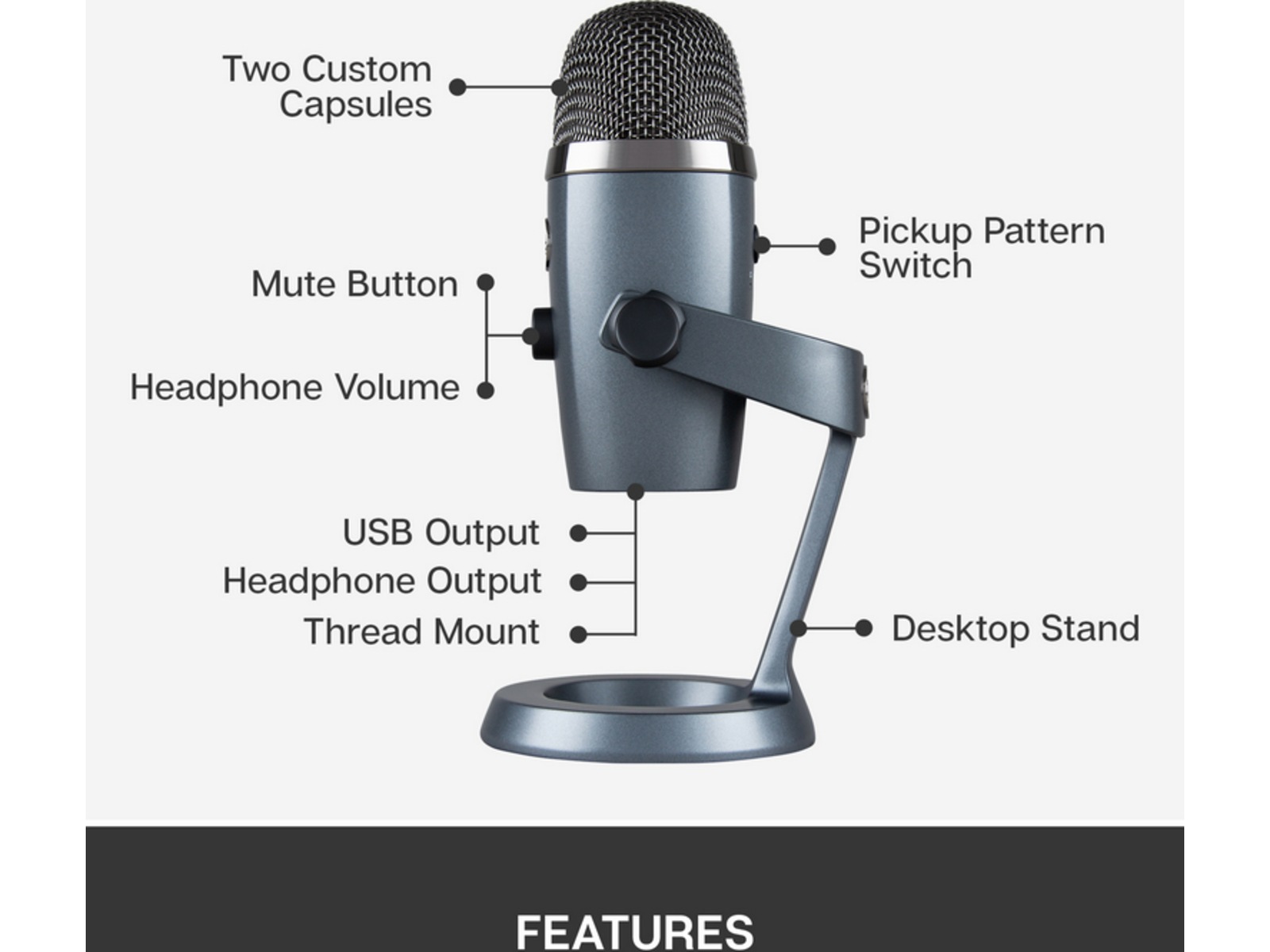 Blue Yeti Nano Mikrofon Shadow Grey Mikrofon