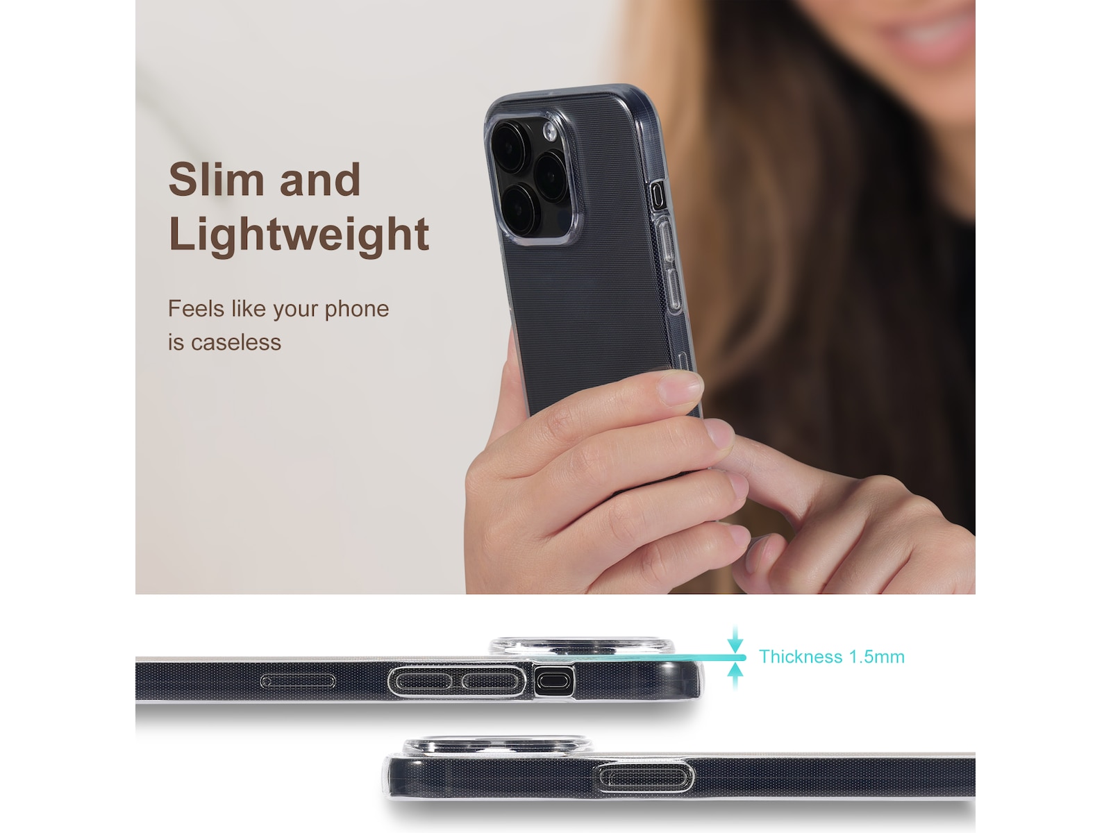 iiglo iPhone 15 Pro Silikondeksel (gjennomsiktig) Mobildeksel