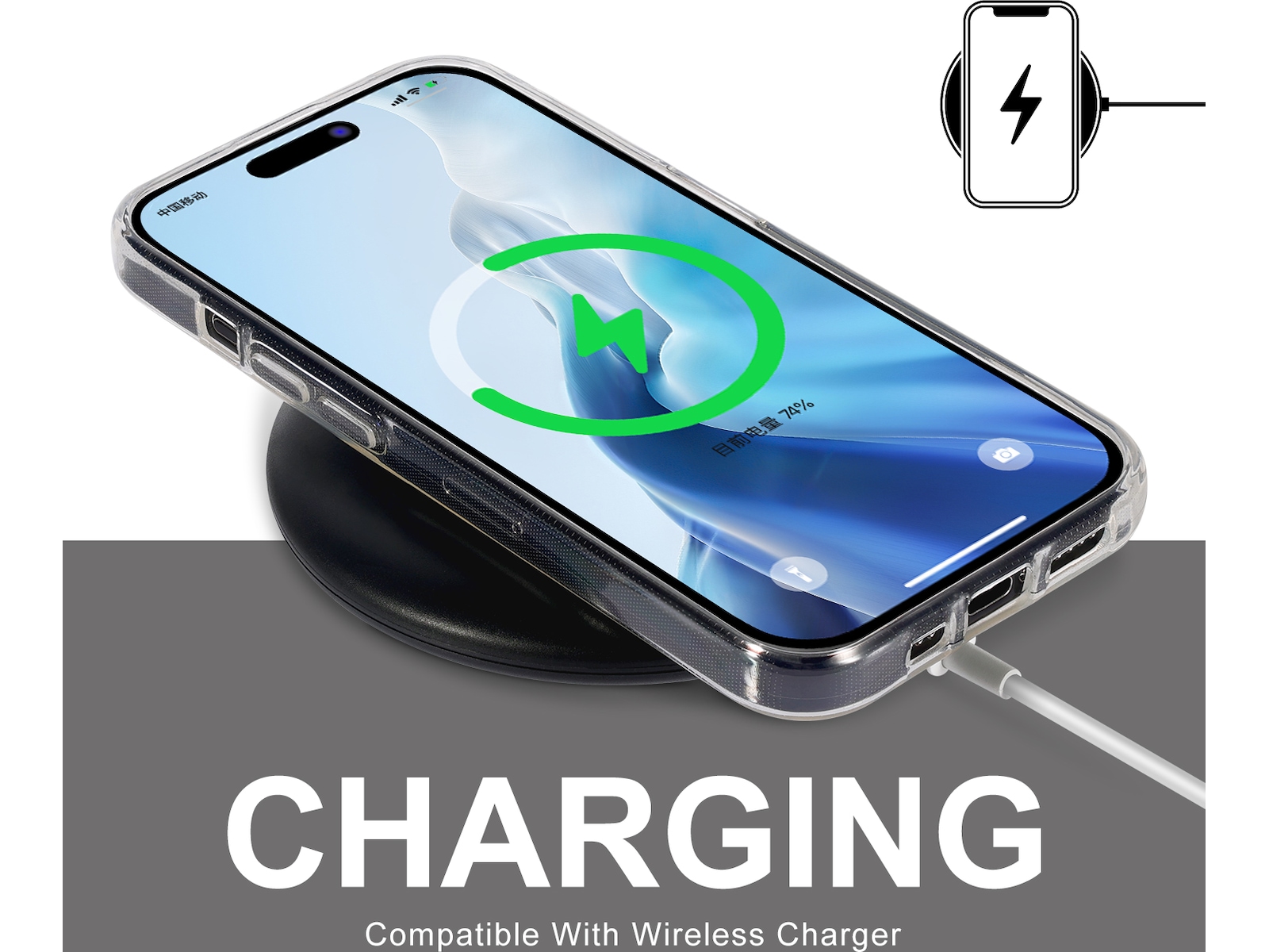 iiglo iPhone 15 Pro Silikondeksel (gjennomsiktig) Mobildeksel