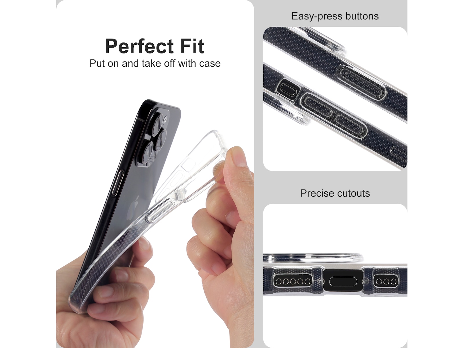 iiglo iPhone 15 Pro Silikondeksel (gjennomsiktig) Mobildeksel