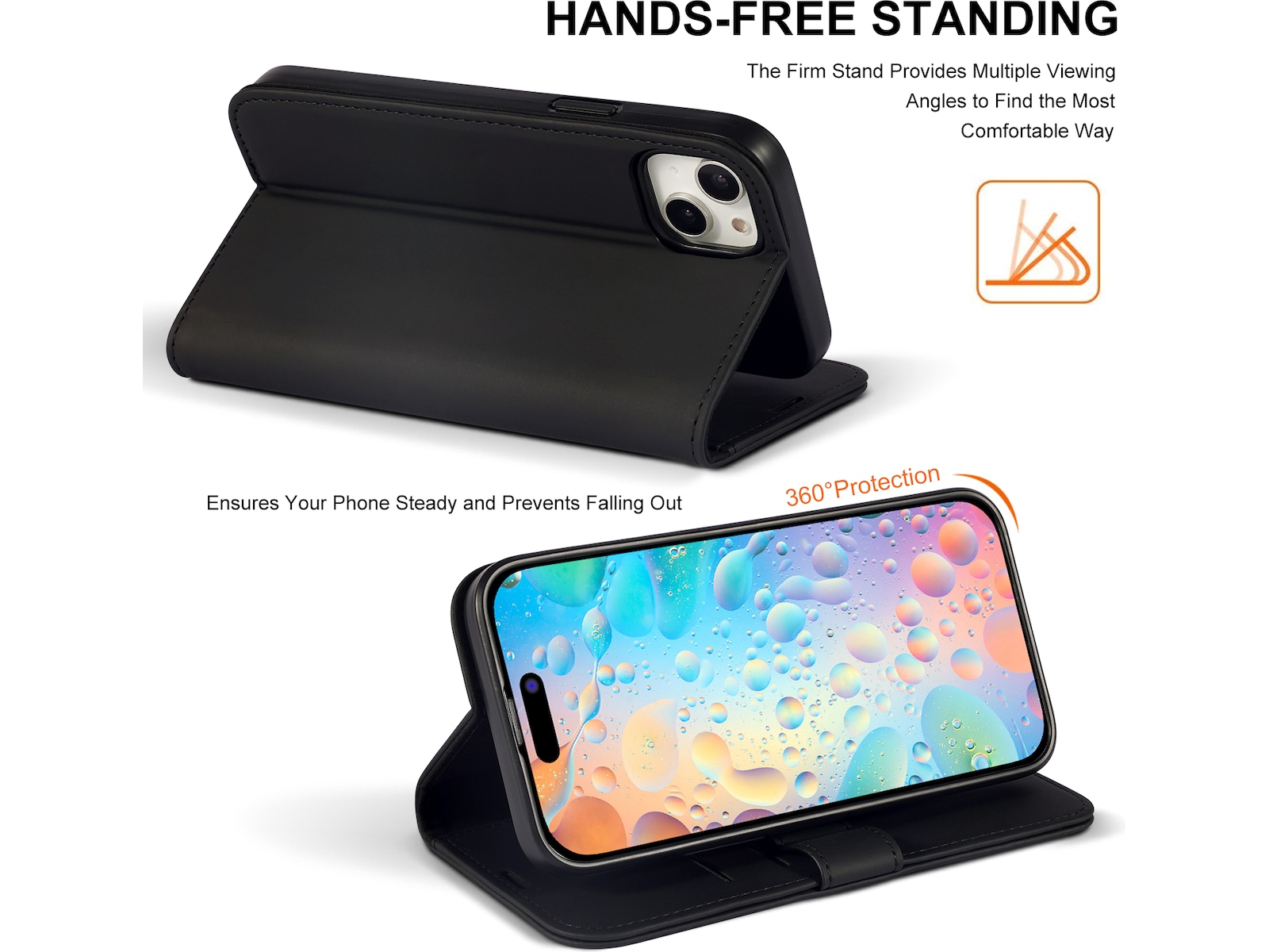 iiglo iPhone 15 Plus Lommebokdeksel (sort) Mobildeksel