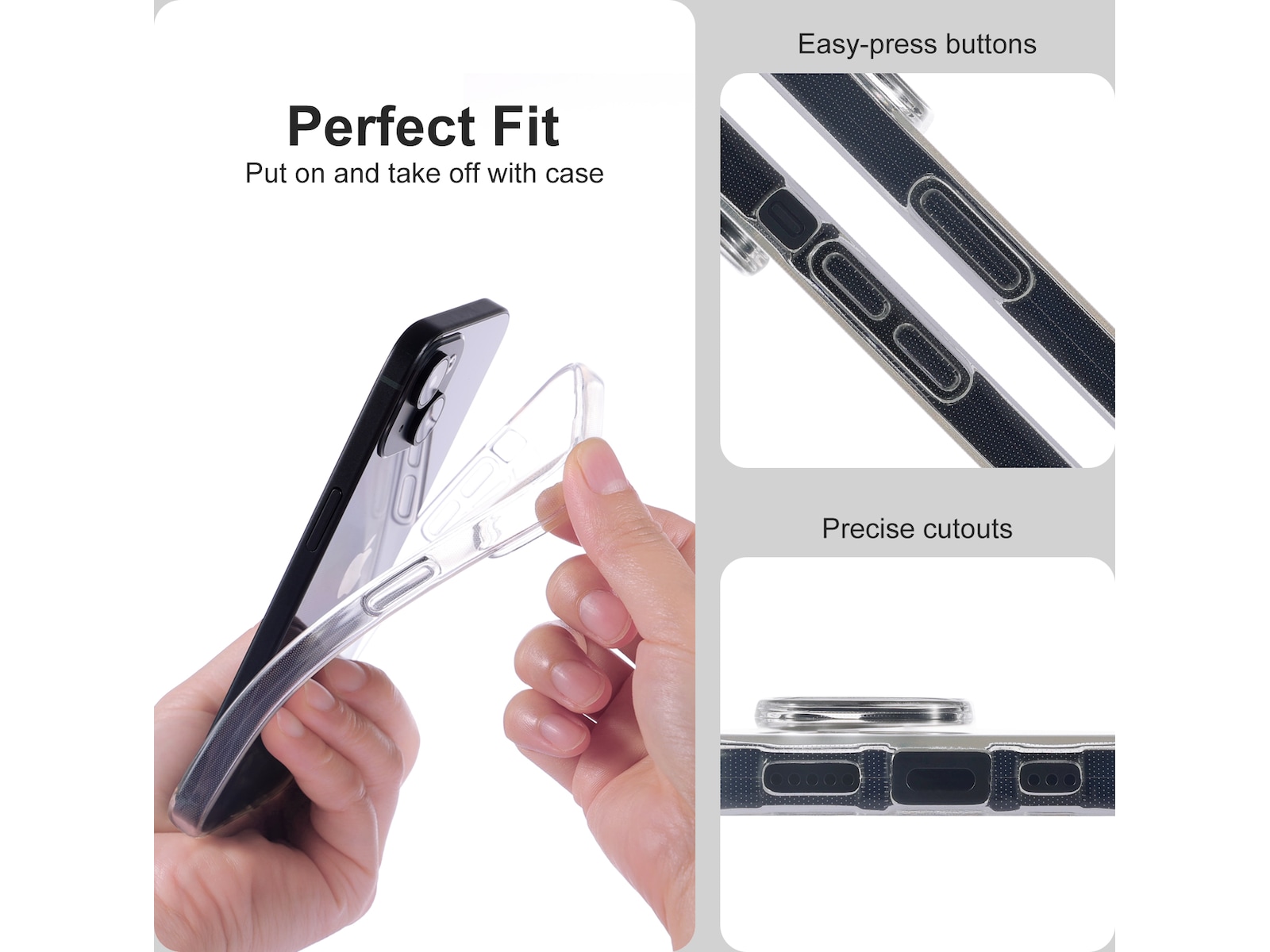 iiglo iPhone 15 / 14 Silikondeksel (gjennomsiktig) Mobildeksel