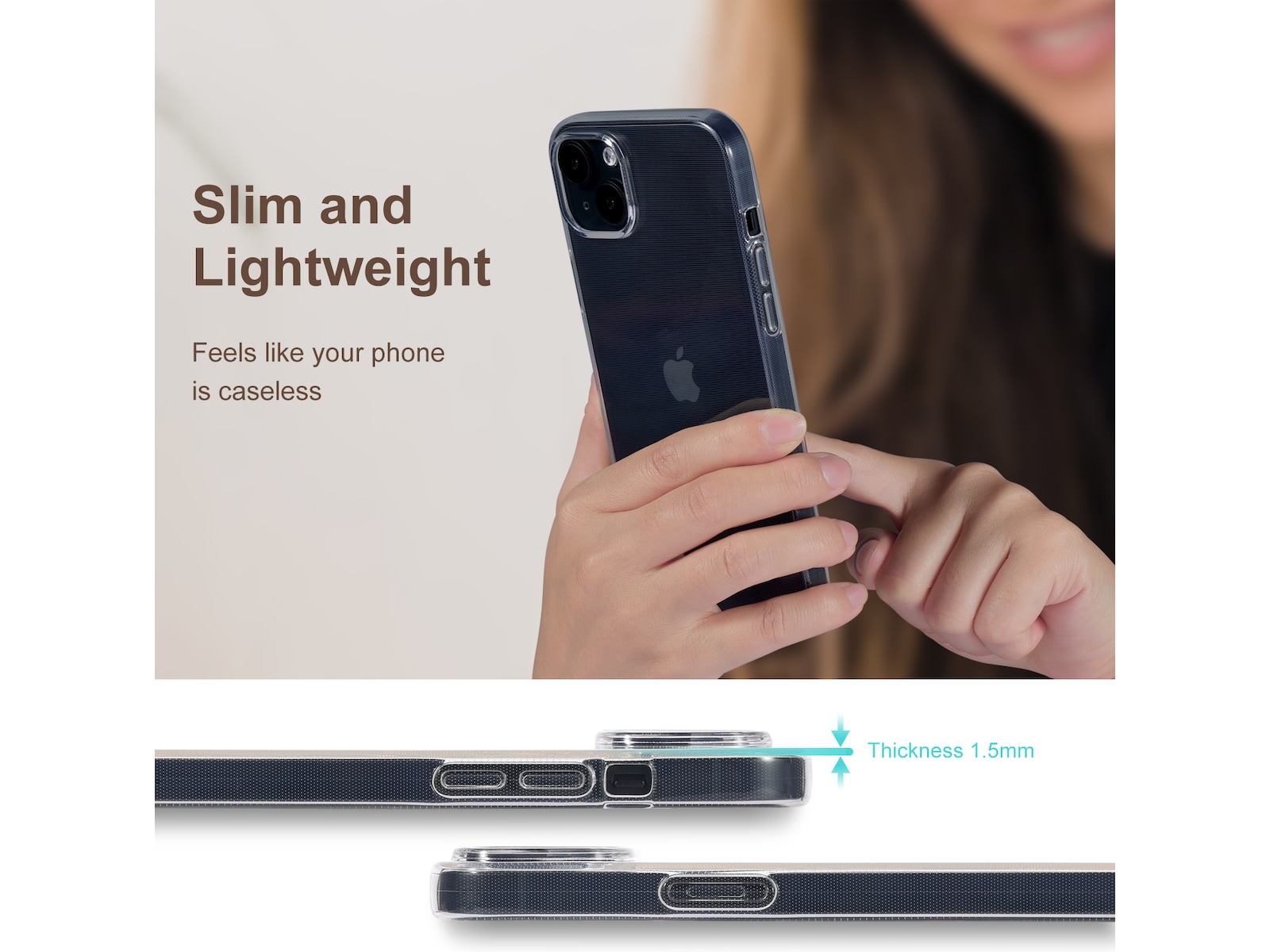 iiglo iPhone 15 Plus Silikondeksel (gjennomsiktig) Mobildeksel