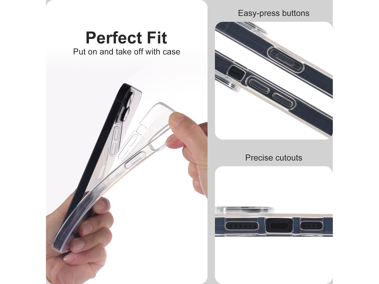 iiglo iPhone 15 Plus Silikondeksel (gjennomsiktig) Mobildeksel