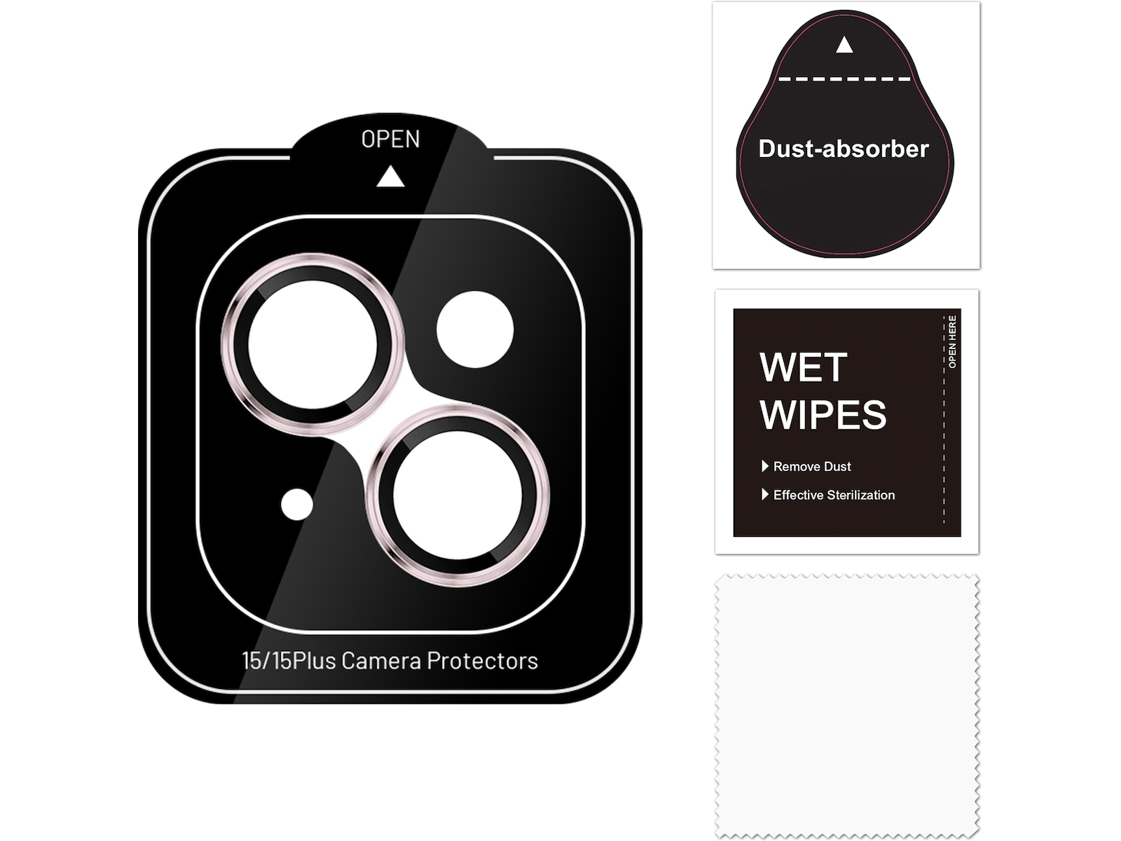 iiglo iPhone 15 / 15 Plus Linsebeskytter rosa ramme (rosa) Skjermbeskytter