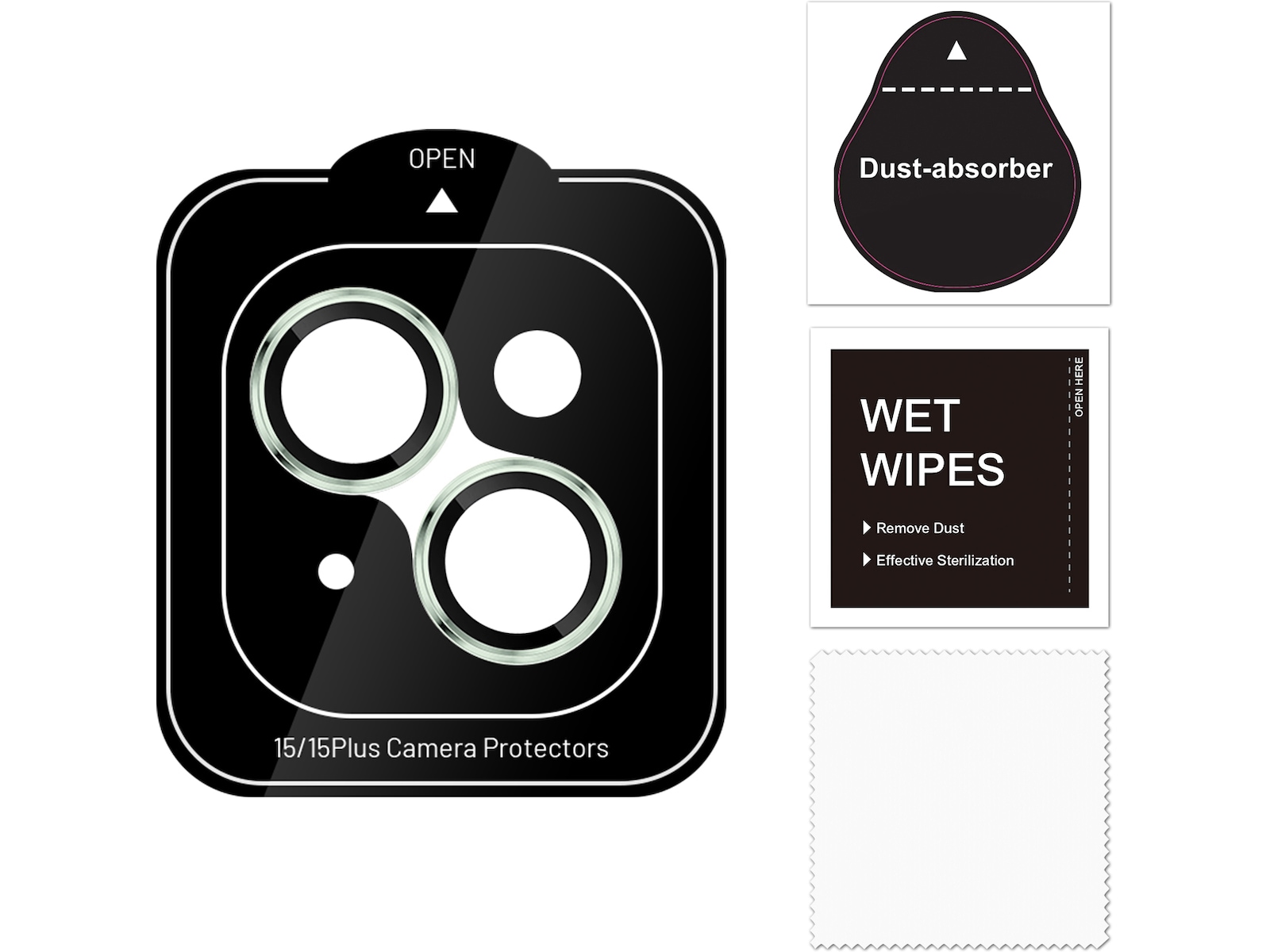 iiglo iPhone 15 / 15 Plus Linsebeskytter grønn ramme (grønn) Skjermbeskytter