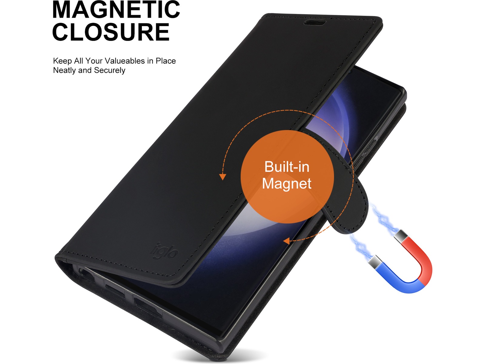 iiglo Galaxy S24 Ultra Lommebokdeksel (sort) Mobildeksel