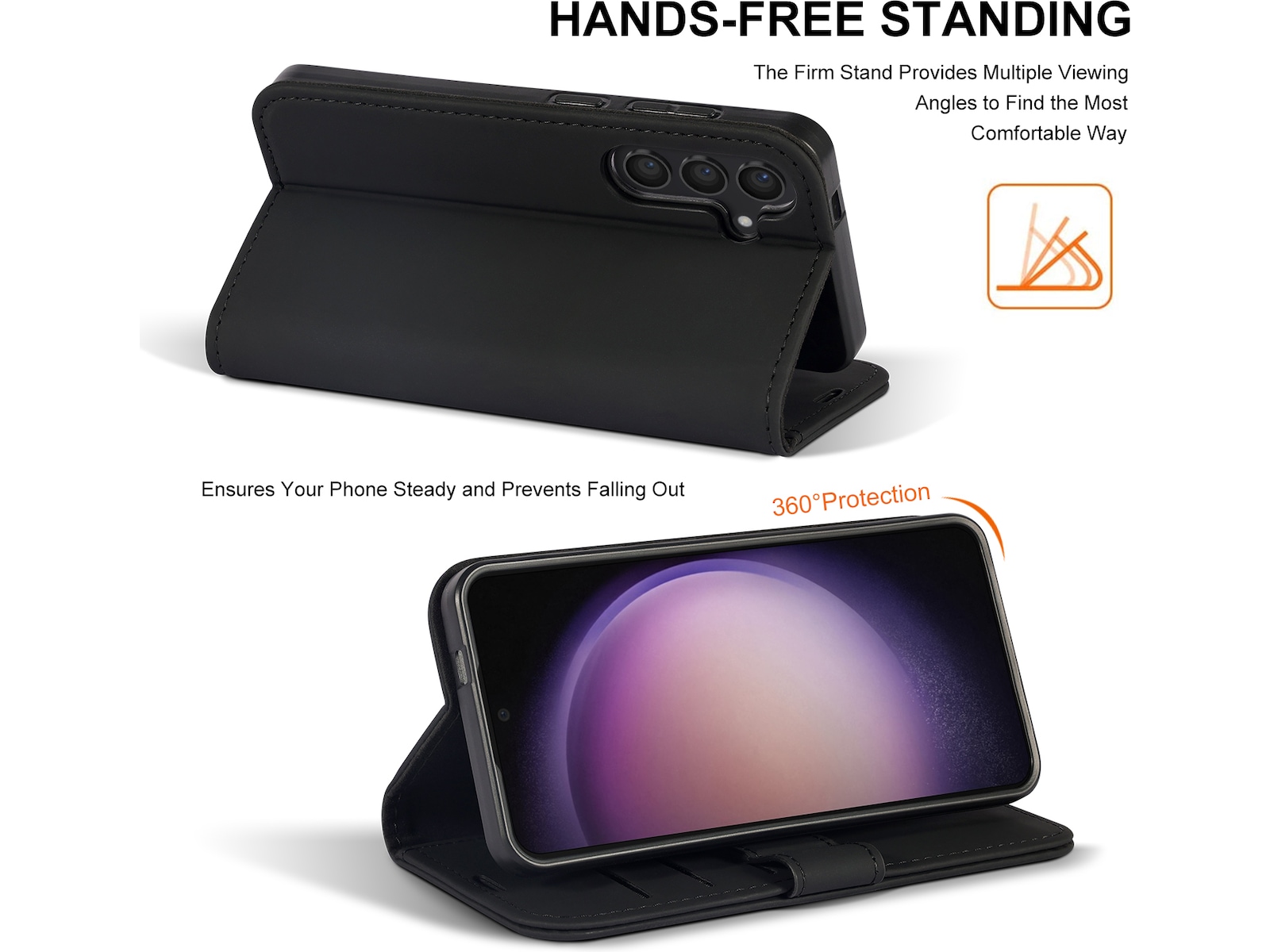 iiglo Galaxy S24 Lommebokdeksel (sort) Mobildeksel