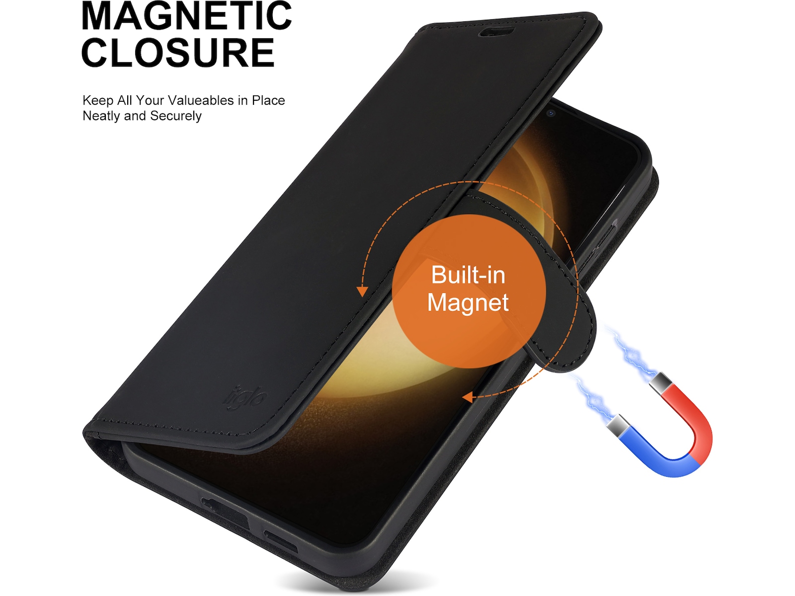 iiglo Galaxy S24+ Lommebokdeksel (sort) Mobildeksel