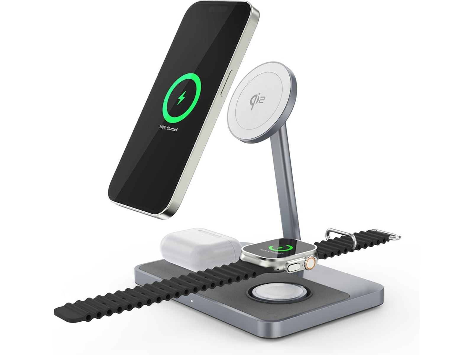 Andersson 3-i-1 Qi2 30W Trådløs ladestasjon Trådløs lader