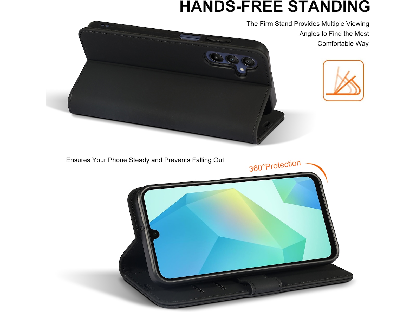 iiglo Galaxy A16 Lommebokdeksel (sort) Mobildeksel