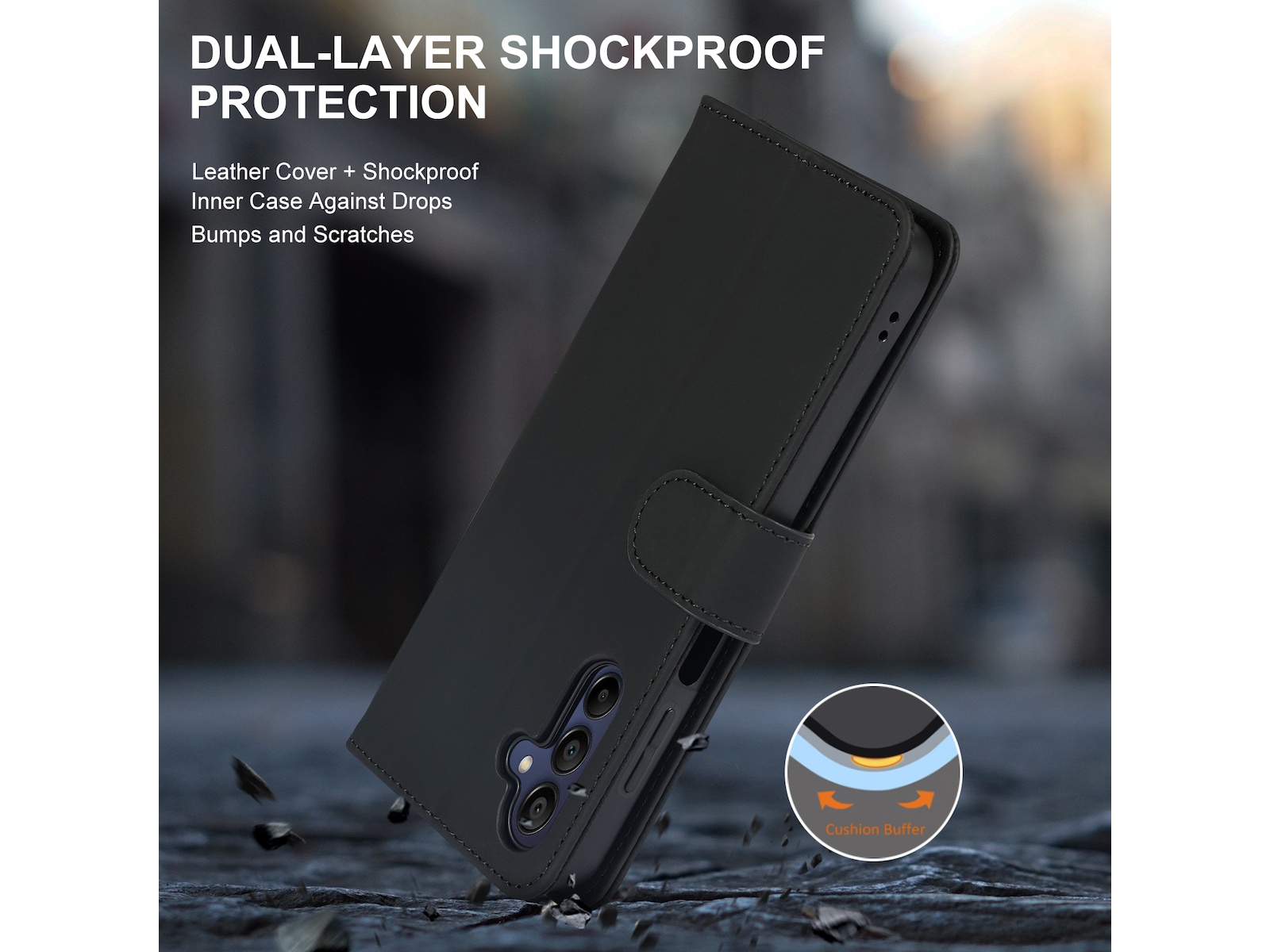 iiglo Galaxy A16 Lommebokdeksel (sort) Mobildeksel