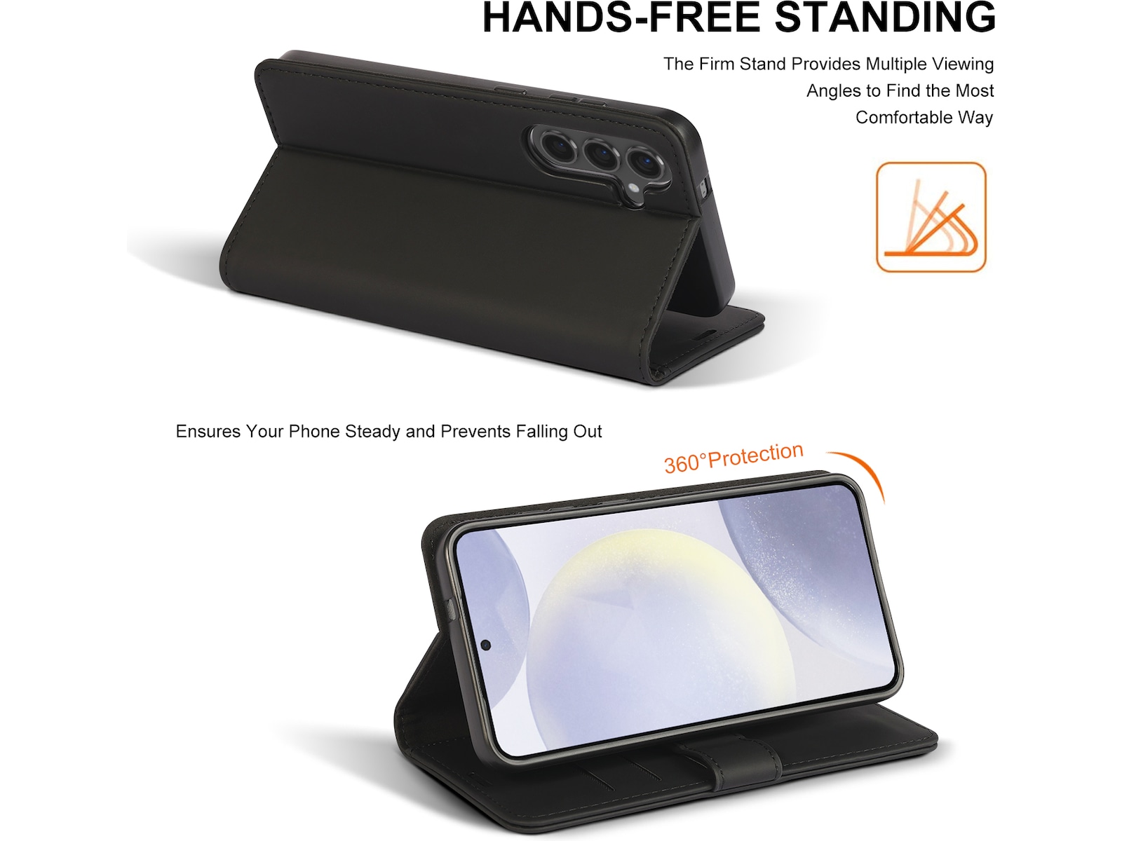 iiglo Galaxy S25+ Lommebokdeksel (sort) Mobildeksel