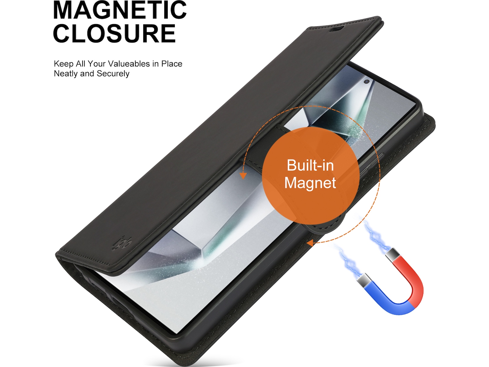 iiglo Galaxy S25 Ultra Lommebokdeksel (sort) Mobildeksel