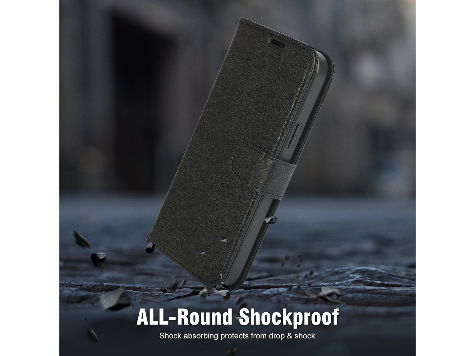 iiglo iPhone 15 Plus 2-i-1 Lommebokdeksel (sort) Mobildeksel